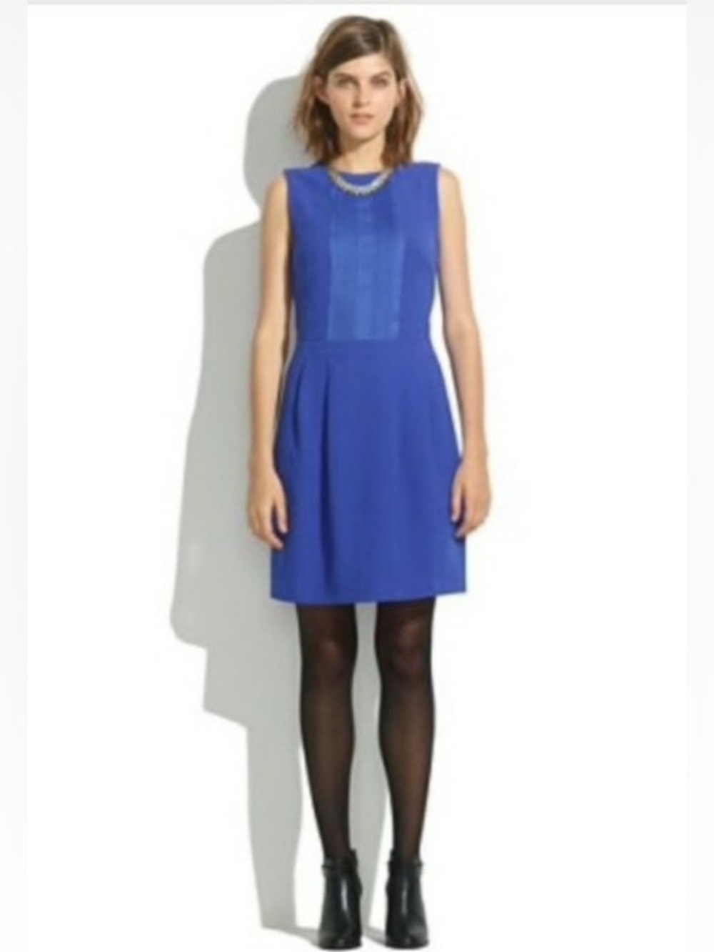 Madewell Blue Pleated Sheath Mini Dress